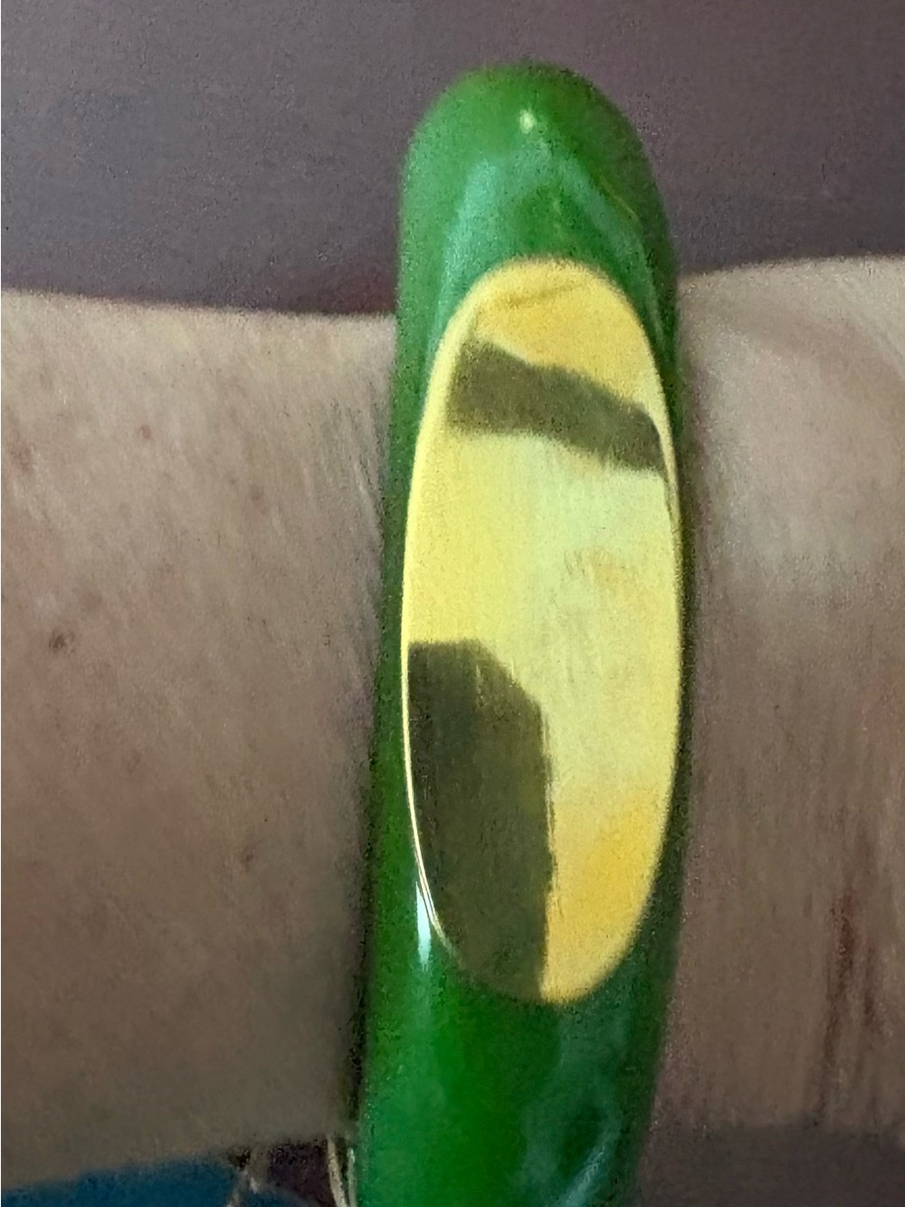 Bajalia Resin Green Bracelet with Brass ribbed accents.